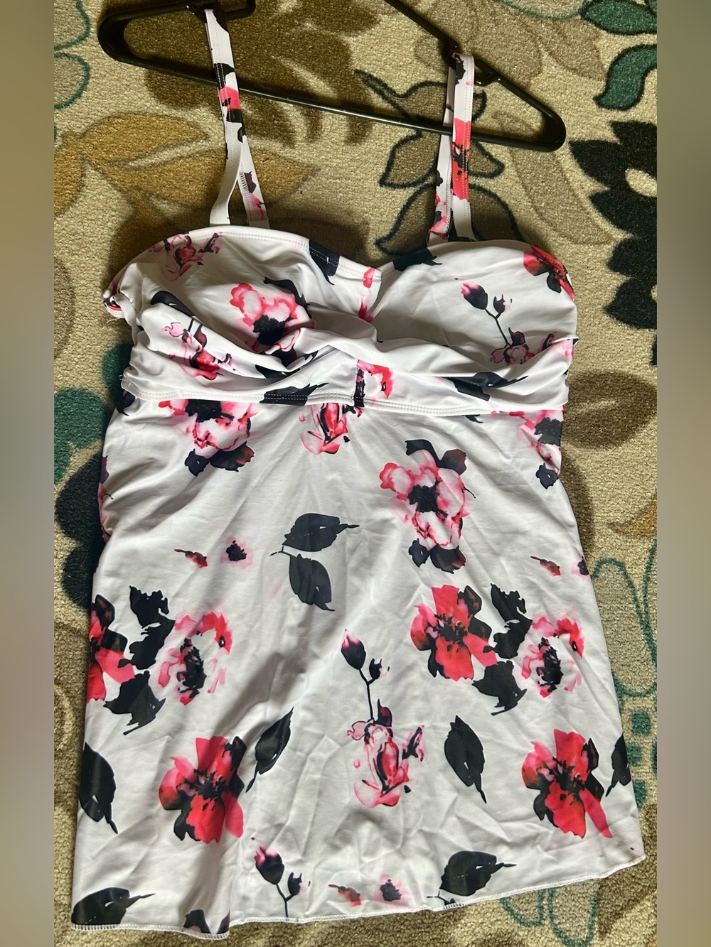 White Floral Tankini Top